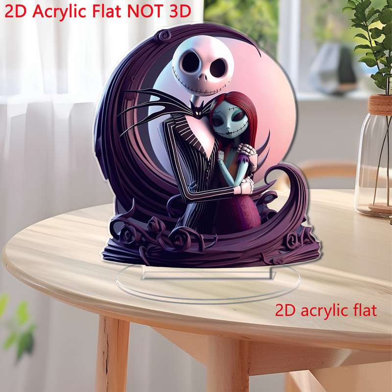 1pc 2D Flat   Disney Jack and Sally Pumpkin King  Acrylic Desktop Ornaments Valentine's D