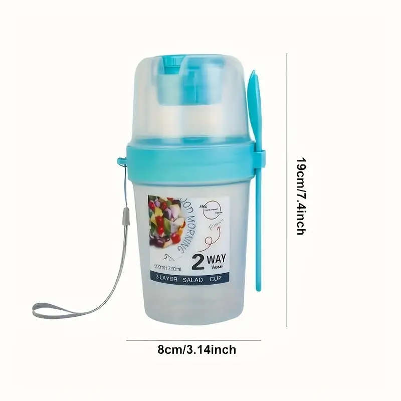 2 Way Multi-Purpose Salad Cup with Fork And Lid Portable Fruit And Yogurt Container Ideal for School