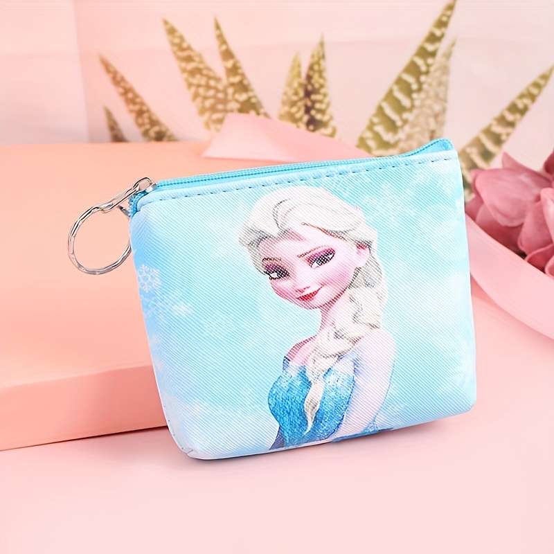 1pc Kawaii Frozen-Themed Coin Purse Card Holder with Zipper Cute Portable Wallet Featuring Els
