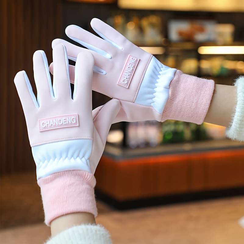 1 Pair Pink One Size Warm Gloves