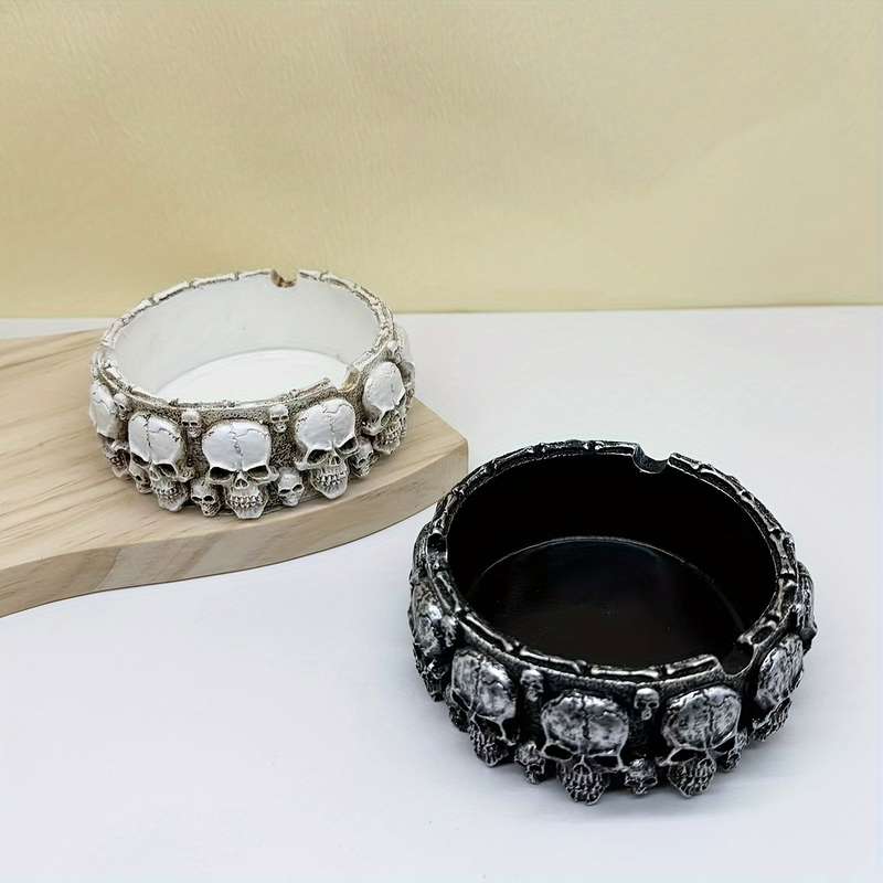 1pc Modern Round Skull Resin Craft Ornament Halloween Ghost Festival Atmosphere Decor No Elec