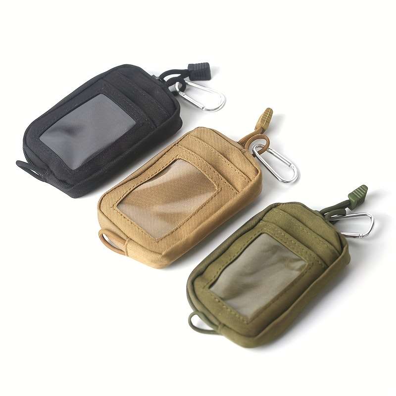 1pc Canvas Coin Purse with Zipper Driver'S License Holder Card Case Belt Bag Small Sports Pouch