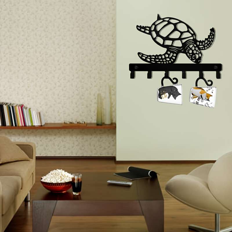 This is 1pc of turtle metal decorative key hook keychain rack door back wall garage key hook decor