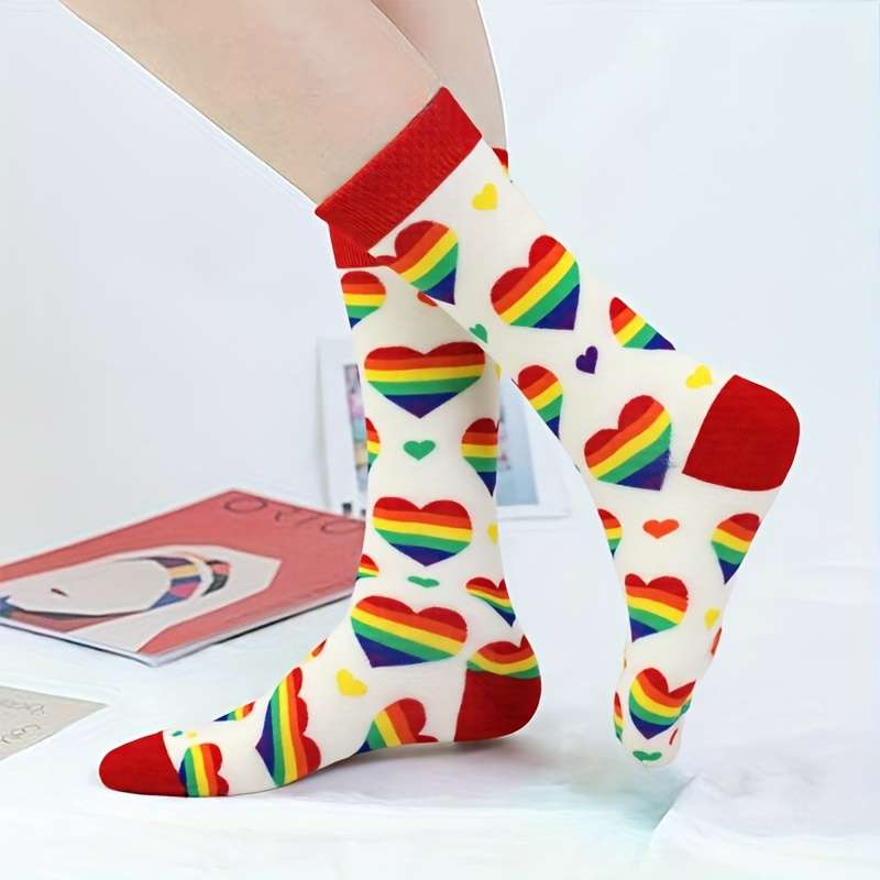 1 Pair White Love Style One Size Socks