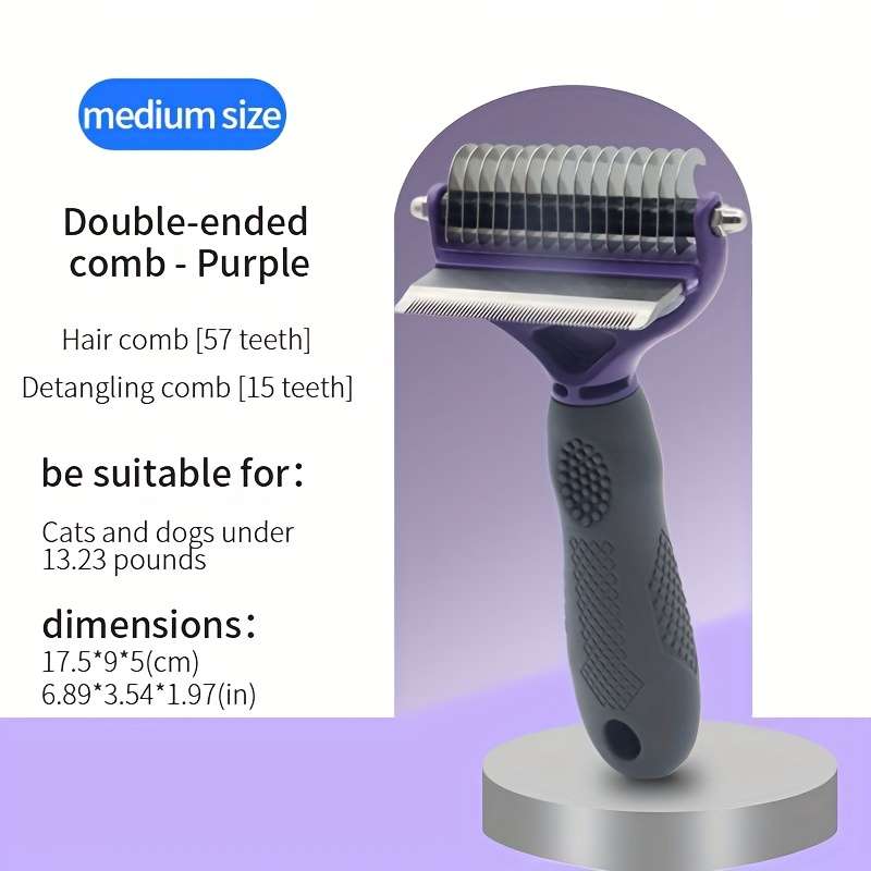 1pc Purple Medium Pet Comb