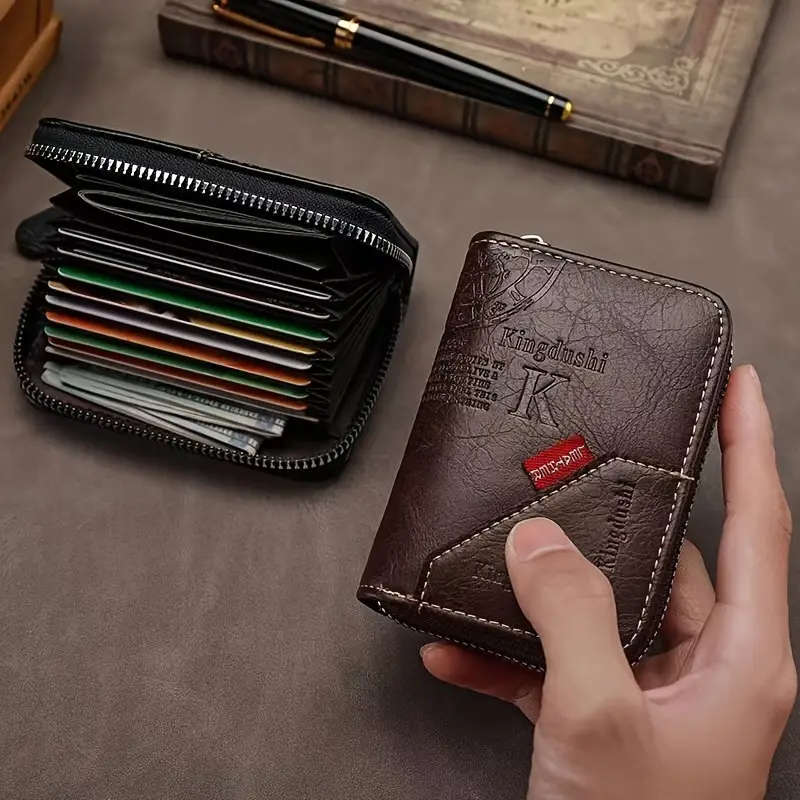 1pc Compact Retro PU Leather Wallet With Multiple Card Slots Portable Credit Card Holder Perfect Gif