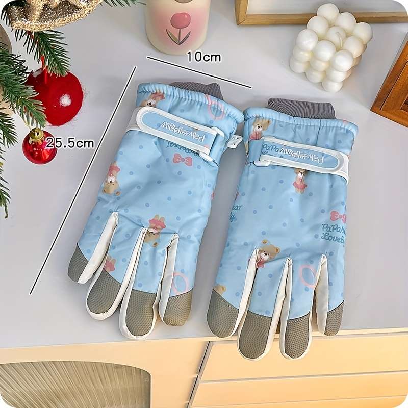 1 Pair Black Warm Gloves
