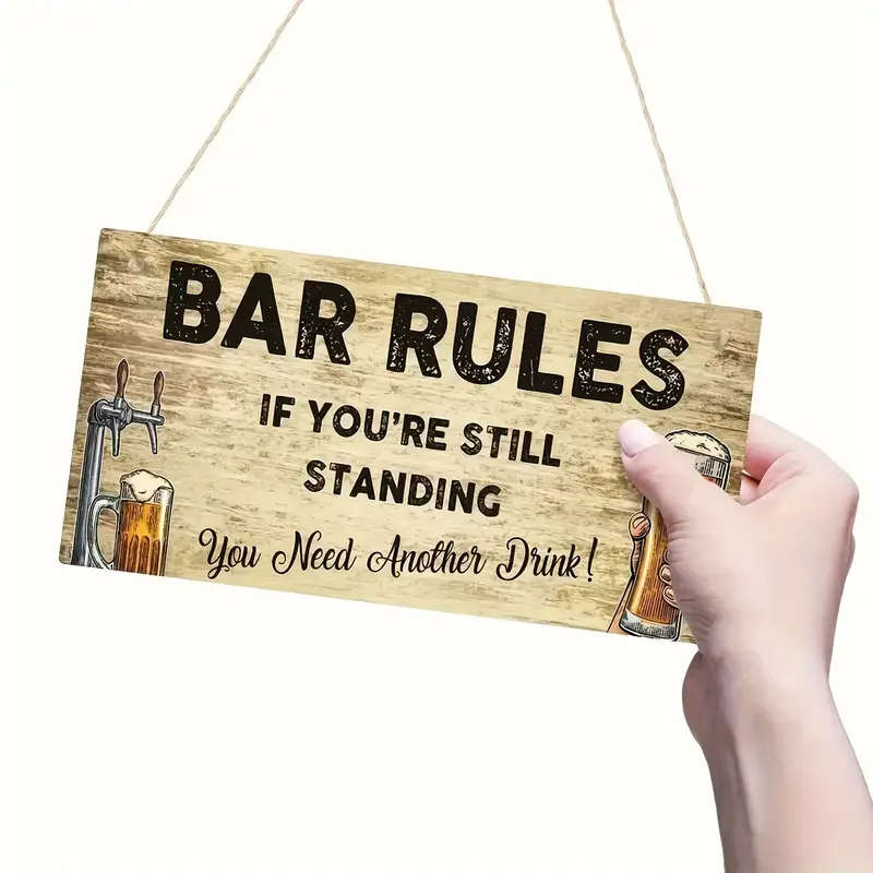 1pc Classic Wooden Plaque Wall Art Versatile Decor for Home Restaurant Bar Cafe Easy Hang