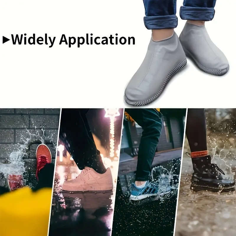 1 Pair Durable Silicone Shoe Covers Waterproof Reusable Non-Slip Rain Protectors for Men and Women