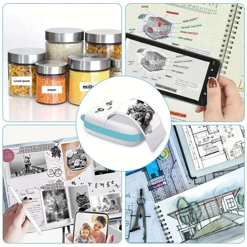 1pc Wireless Mini Thermal Printer Wireless Mini Thermal Printer Portable Label Maker 200dpi