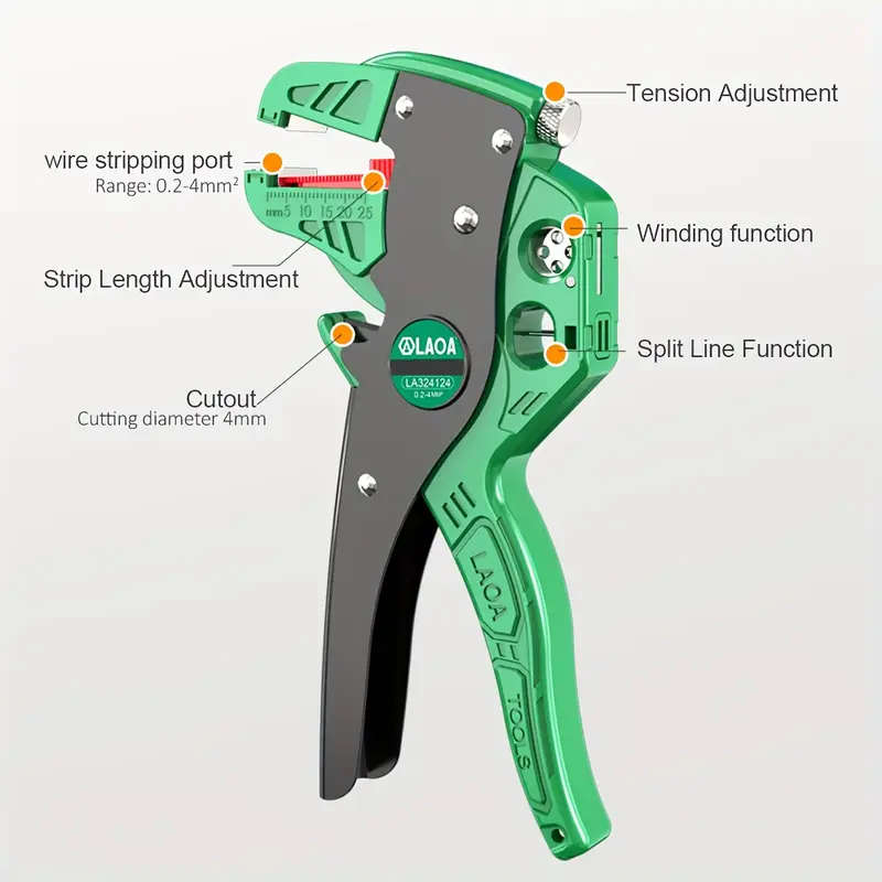 1pc Professional Automatic Wire Stripper and Cutter Multifunctional Tool with Winding and Split Line
