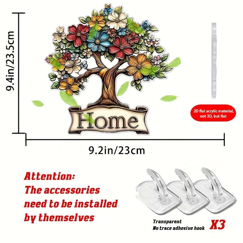A 2D Flat Acrylic Tree of Life Creative Wall Hook And Key Holder Self-Adhesive Hook Suitable for S