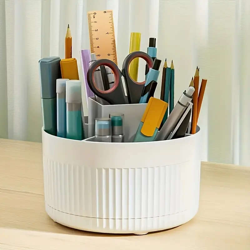 1pc Deluxe Rotating Cosmetic Organizer 360-Degree Multi-Functional Makeup Storage Case Polished Plas