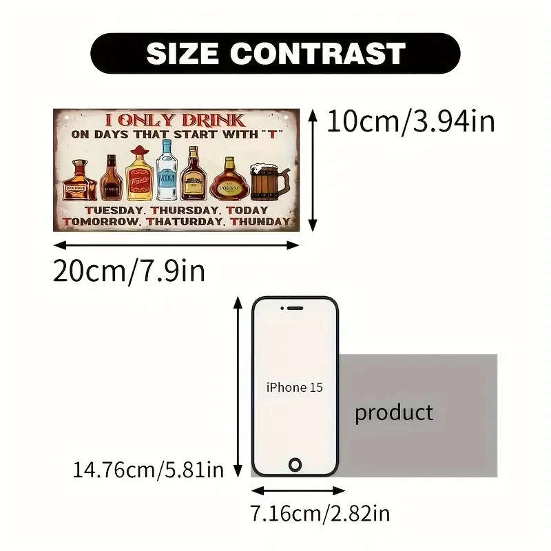 1pc Rustic Wooden Bar Sign I Only Drink on Days That Start with T Vintage Wall Art for Home Bar Man