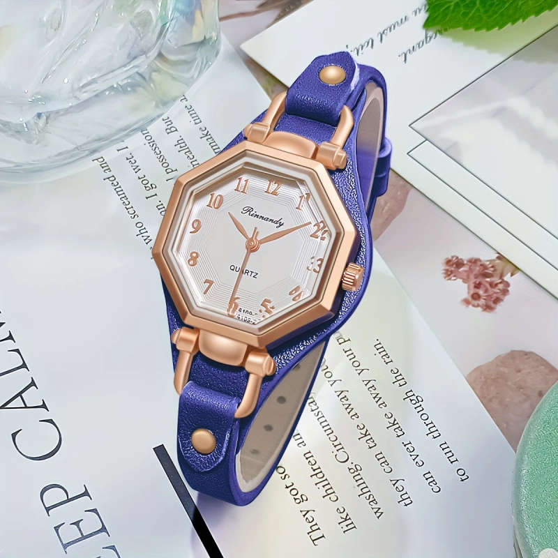 1pc Rimondy Casual Quartz Wrist Watch for Women Fashionable Analog-Digital Display Alloy Case and