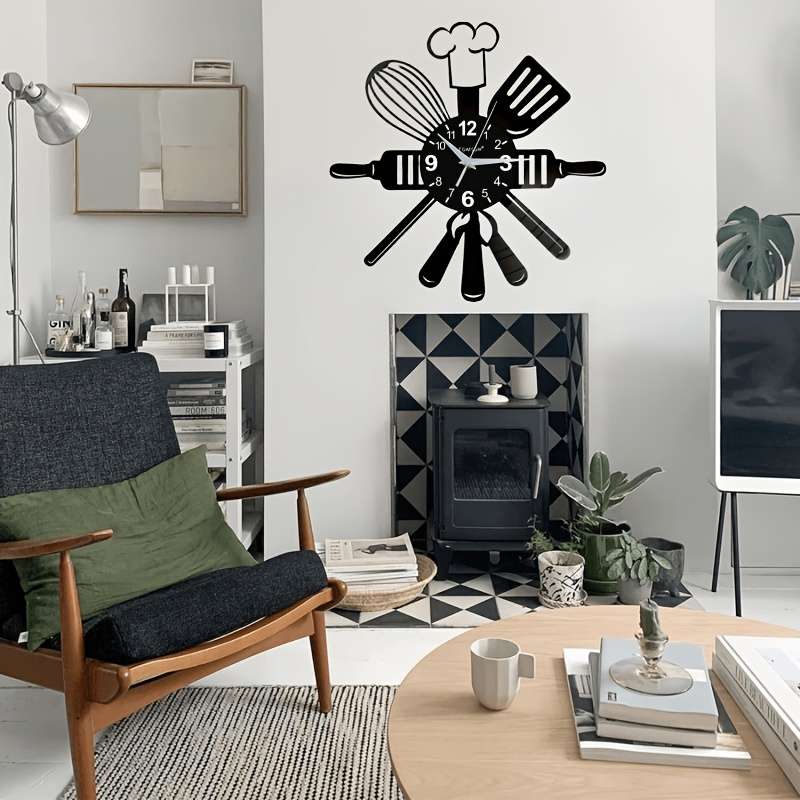 1pc silent vinyl wall clock suitable for multiple scenes in the kitchen living room bedroom