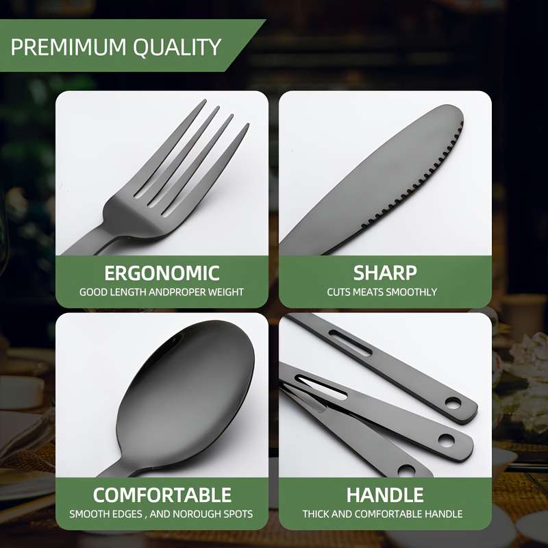 6pcs Stainless Steel Outdoor Camping Cutlery Set Modern Minimalist Design 2 Forks 2 Knives 2