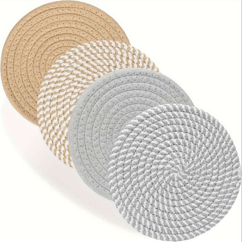 4pcs 17.78cm Heat Insulation Mat Set Durable Kitchen Hot Pad and Pot Mat Protect Countertops