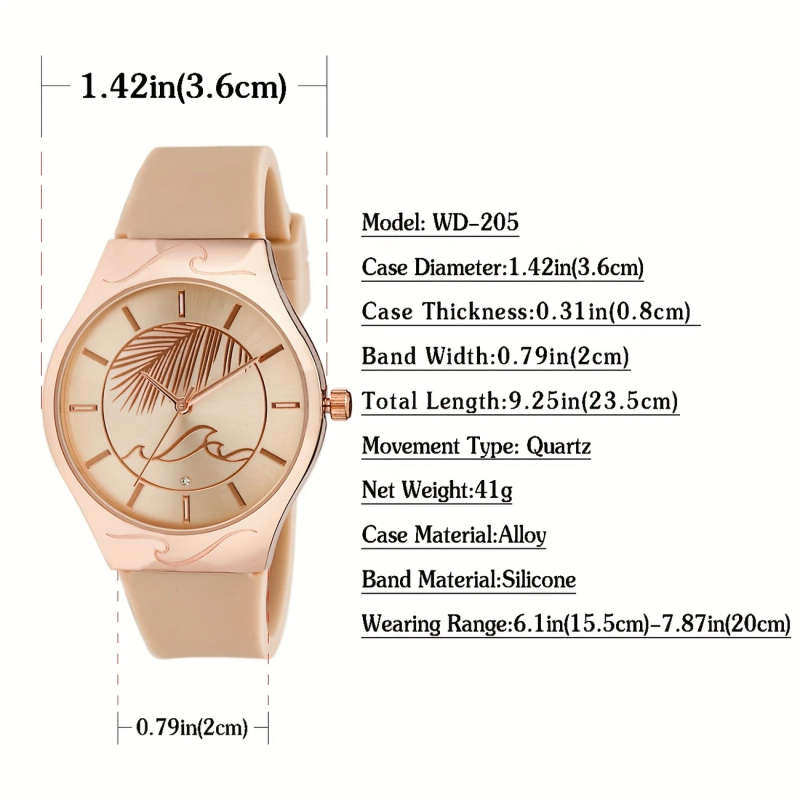1pc Elegant Women's Quartz Watch Silicone Strap Zinc Alloy Case Non-Wireless Non-Rechargeable Batter
