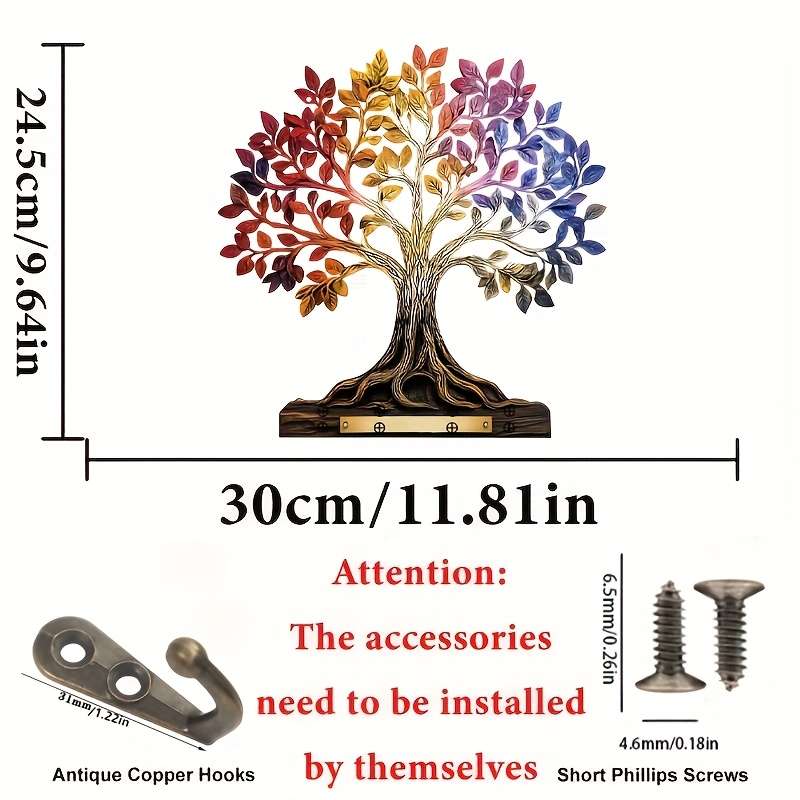 1pc color tree of life home wooden key hanger key storage with hooks four-season multi-functional