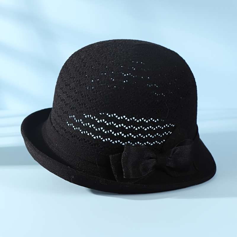 1pc Elegant Women'S Fedora Sun Hat Stylish Versatile Sun Protection Polyester Hand-Washable