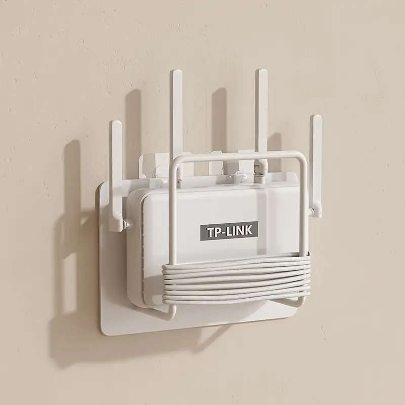 1pc Router Placement Rack Wifi Rack Fixer Wall Mount Set Top Box Punch-Free Storage Box Rack Utility