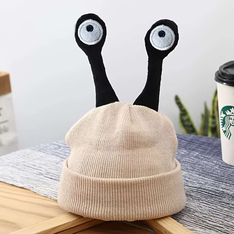 1pc Festive Christmas Unisex Antenna Beanie Hat Acrylic Knit Fabric Solid Color Lightweight