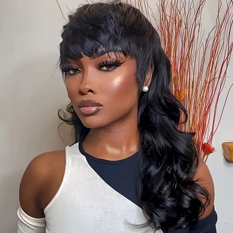 1Pc Black 45.72cm Fashion Design Wig