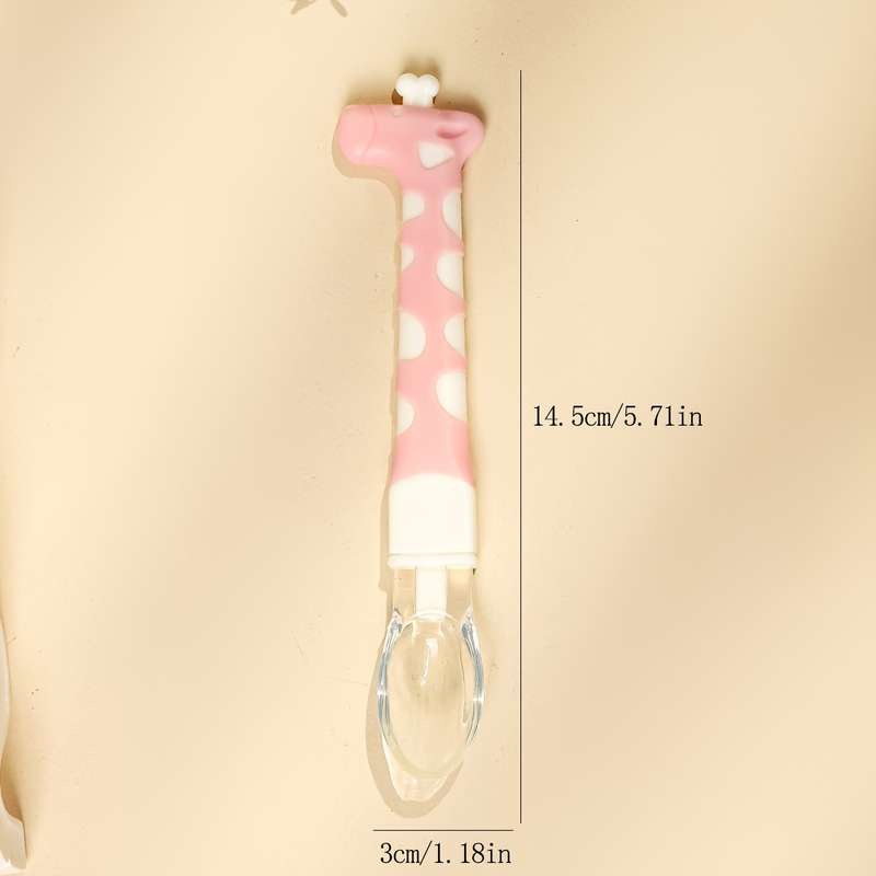 1pc Cute Giraffe-Shaped Silicone Baby Feeding Spoon Soft Food-Grade Silicone Spoon for Infants