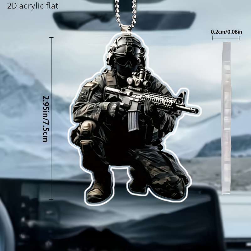 1pc 2D Flat  Men'S and Women'S Keychain Holiday Ornament Flat Acrylic Special Forces Soldier Car Re