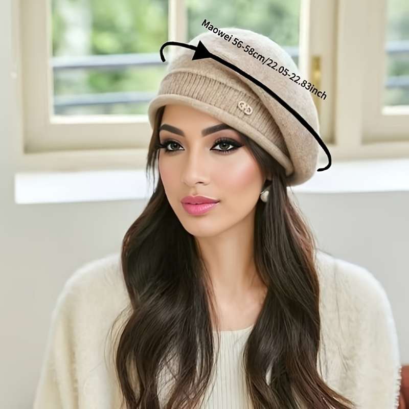 1pc Women's Stretchy Beanie Hat With Pocket Soft And Cozy Acrylic Knit Cap For Autumn And Winter