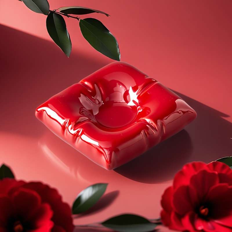 1pc Contemporary Square Ceramic Ashtray Luxurious Non-Electric Desk Accessory for Living Room and