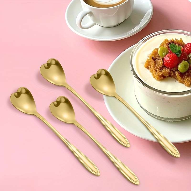 4pcs Stainless Steel Coffee Spoon Set Creative Dessert Spoons for Sugar Stirring Ice Cream
