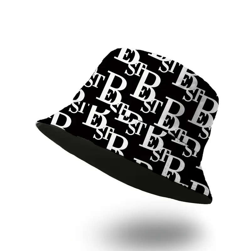 1pc Unisex Bucket Hat with Letter B Print 100% Polyester Lightweight Non-Stretch Holiday Theme