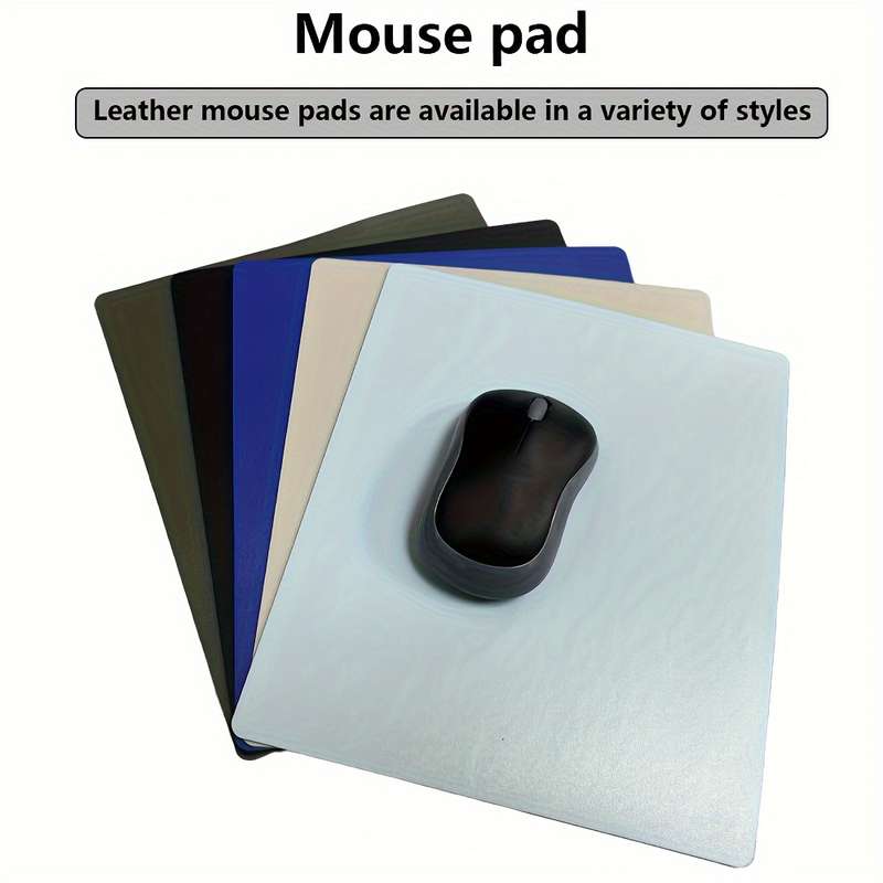 1pc Chic Faux Leather Mouse Pad Waterproof Scratch-Resistant Desk Mat for Office Hom