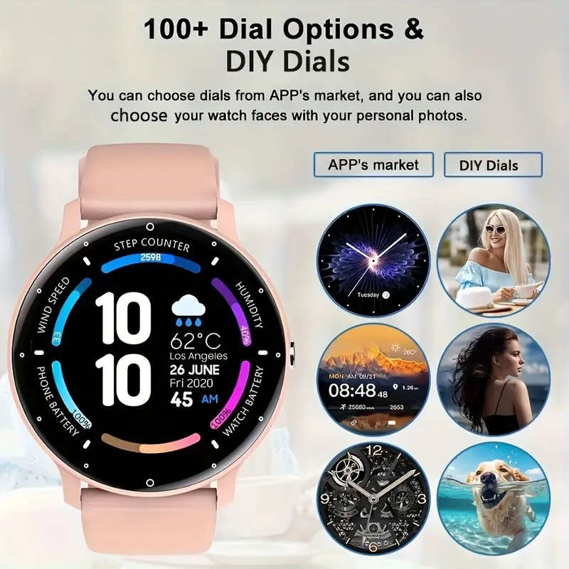 Smart Watch for Men Women 3.53cm Full Touch Screen 100+ Sports Modes Weather Music Control Voice