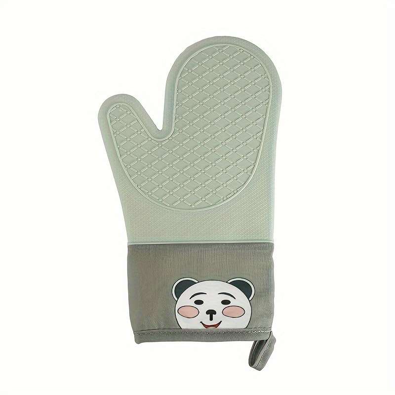 1pc Silicone Oven Gloves Panda Prints Oven Mitts Heat Resistant Kitchen Gloves with Soft Linin