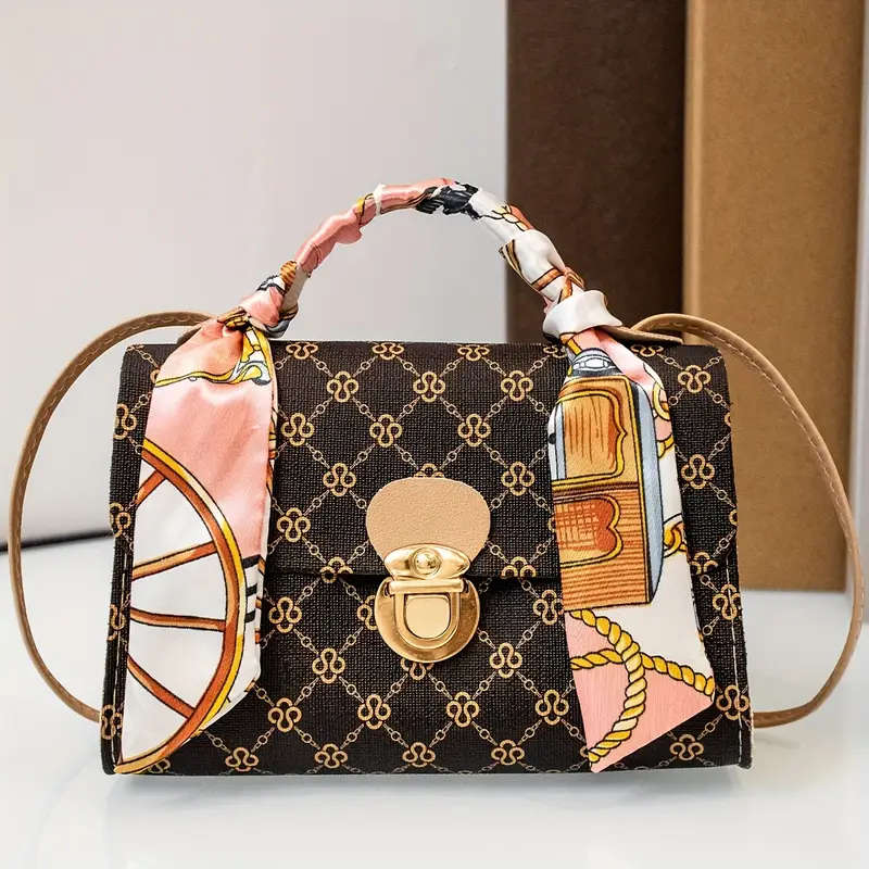 1pc Trendy Geometric Design PU Handbag a Casual And Adaptable Shoulder Bag Featuring