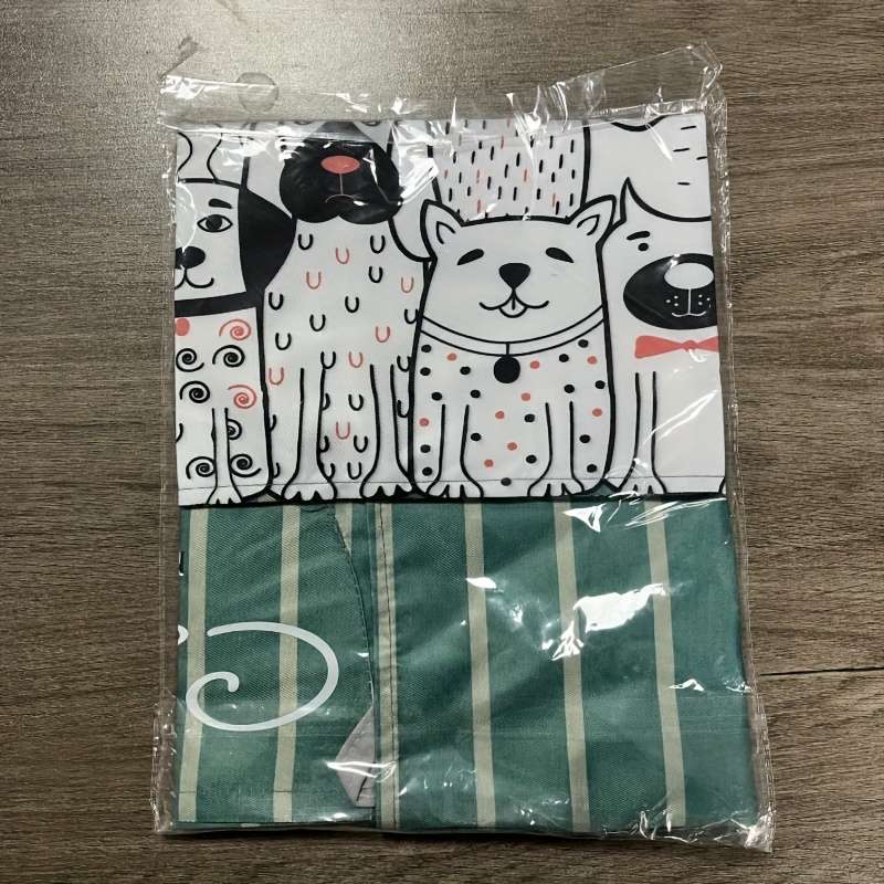 1pc Cute Cartoon Dog Apron for Adults Polyester Kitchen Chef Apron with Pockets Blue Striped