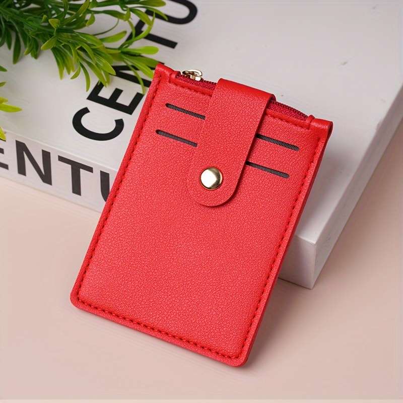 1pc Solid Trendy Card Holder Buckle Vertical Design For Traveling Shopping