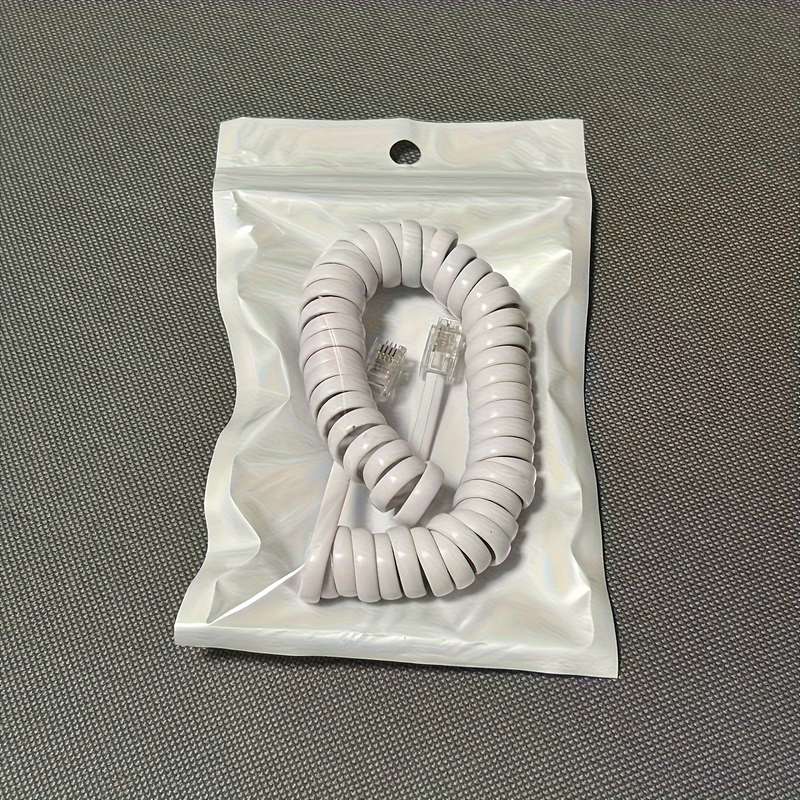 1pc FlexiMax 2-Meter Single-Line Telephone Receiver Coiled Cable 4P4C Connector Durable Plast