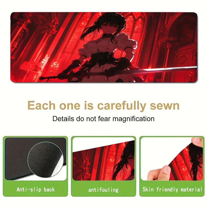 1pc 40x90cm Red Sword Dark Girl Mouse Pad Soft Feel Office Desk Accessory