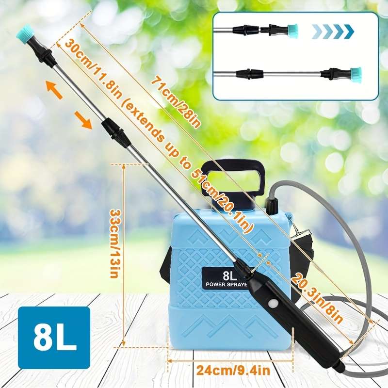 1Pc 8L Usb Rechargeable Sprayer Portable Electric Watering Can