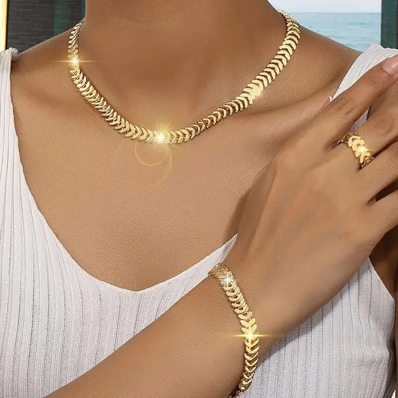 3pcs Women's Accessories Including A Necklace Bracelet And Ring