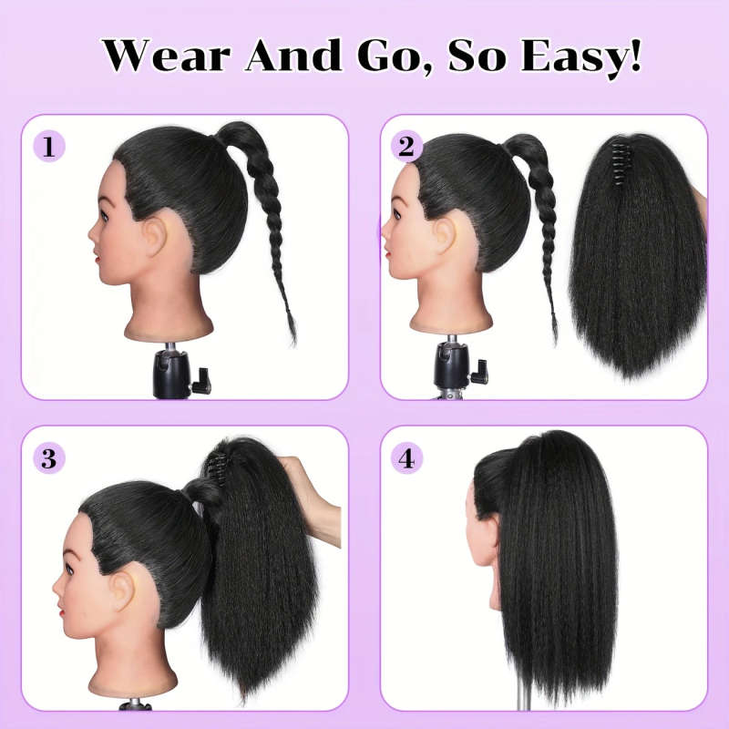16 Inch Curly Straight Ponytail Extensions