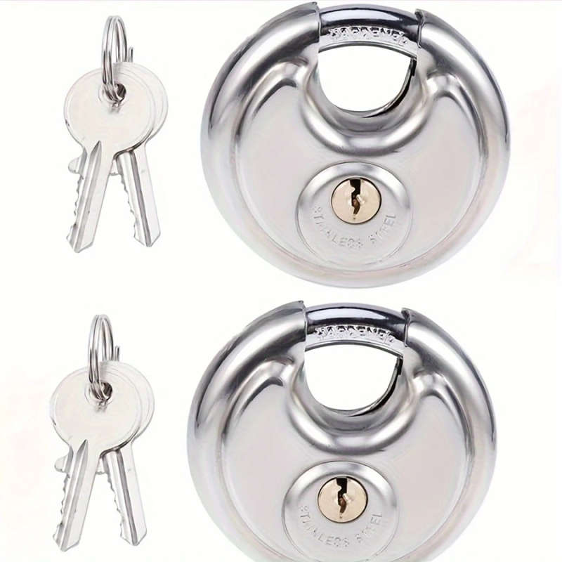 1pc Round Stainless Steel Padlock Anti-smashing Anti-prying Anti-theft Compartment Warehouse Door Lo