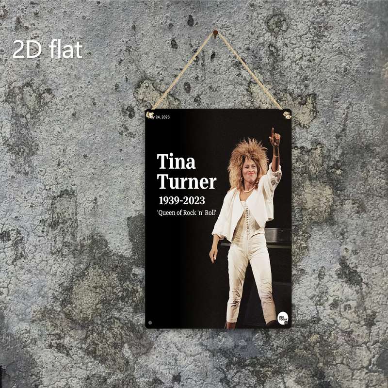 1pc 2D Flat  Tina Turner Tribute Metal Wall Art Pre-Drilled Holes Weather-Resistant Iron Si