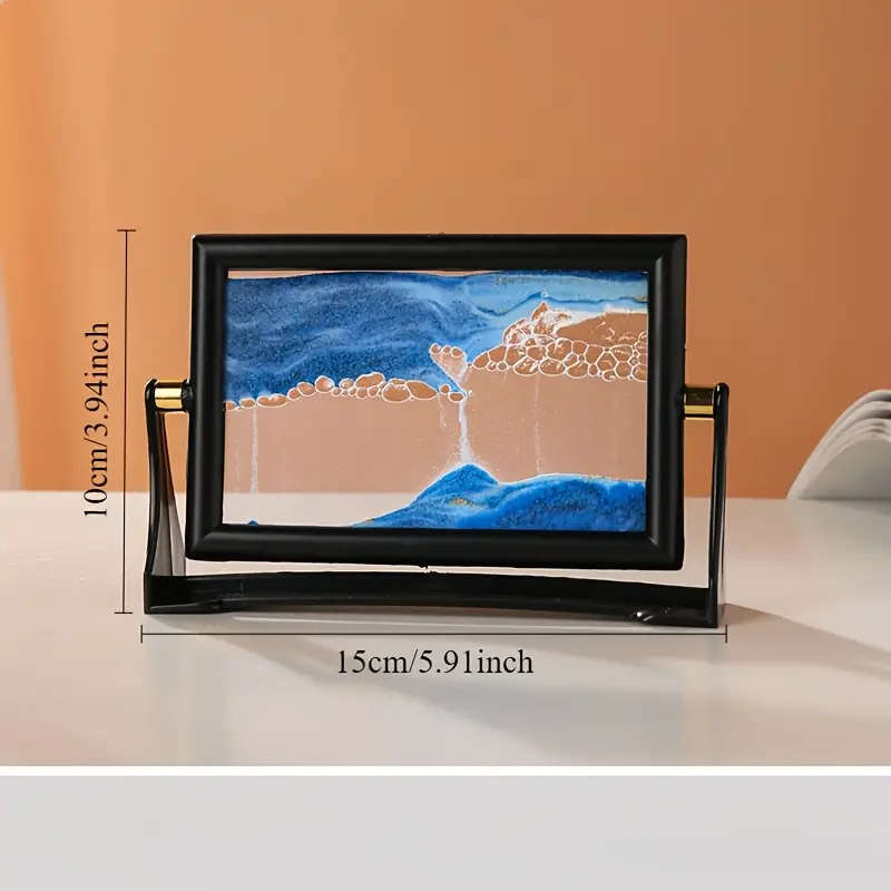 1pc Glam Style 3D Quicksand Timer Rotating Glass Sand Art Decor Unique Home Office Ornament Ideal fo