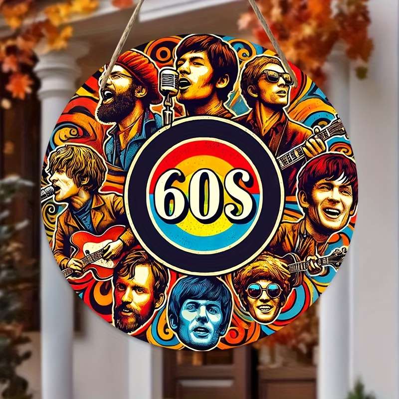 1pc  Americana Style 60s Music Legends Wooden Sign 2D Print Wall Art Multipurpose Door Mount D