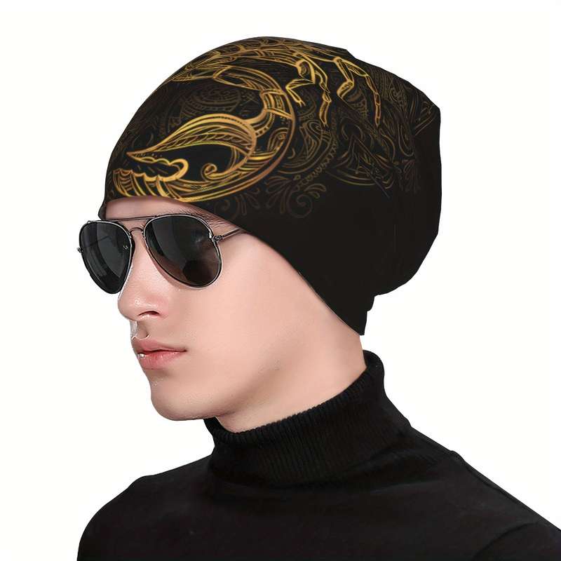 1pc Vintage Scorpion Skull Beanie Lightweight Polyester Spandex Blend Perfect for Outdoor Acti